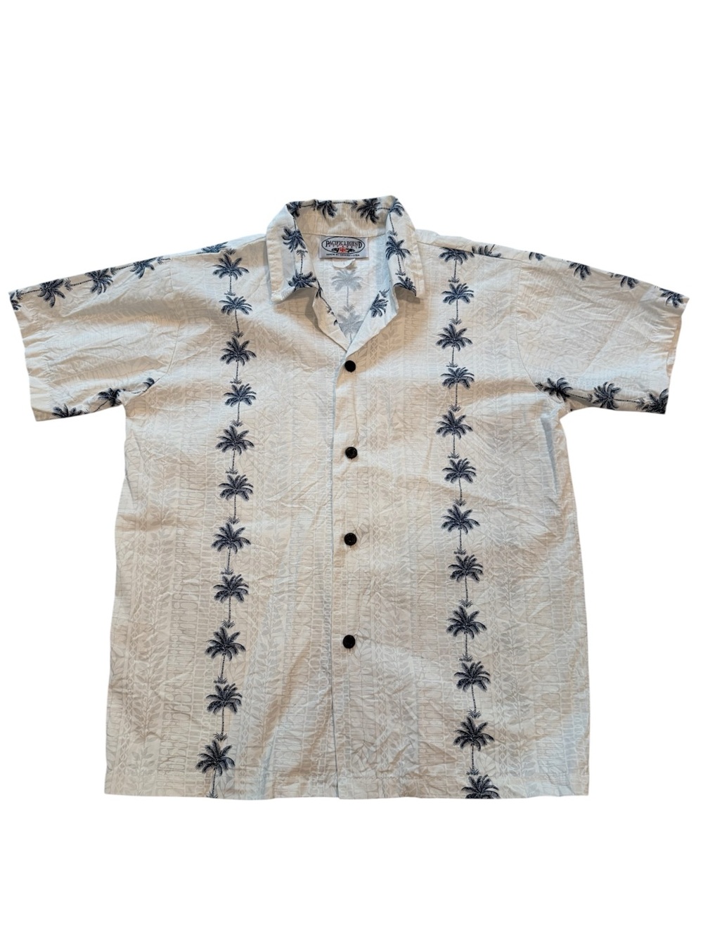 Pacific Legend Cream Short-Sleeve Palm-Print Camp Shirt